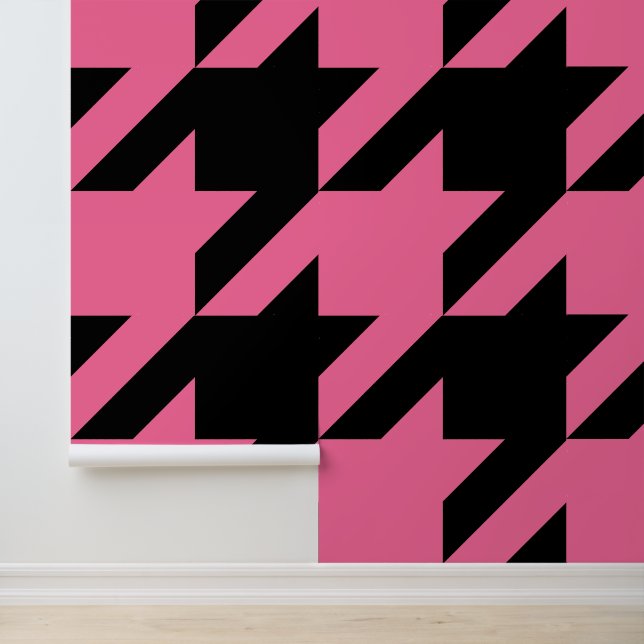 Papier Peint Immense Houndstooth rose et noir français  (Application)