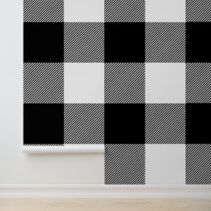 Papier Peint Immense Plaid Buffalo Noir et Blanc