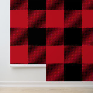 Papier Peint Immense Plaid Rouge et Noir Buffle