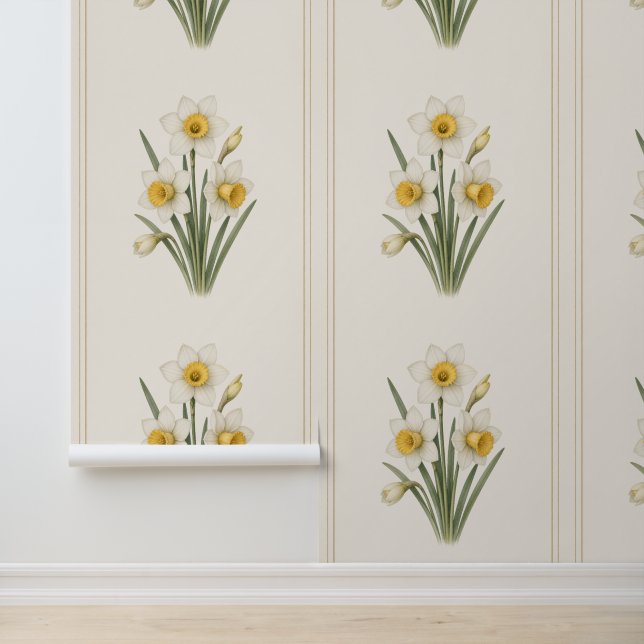 Papier Peint Impression botanique de Narcisse, fleur de naissan (Application)