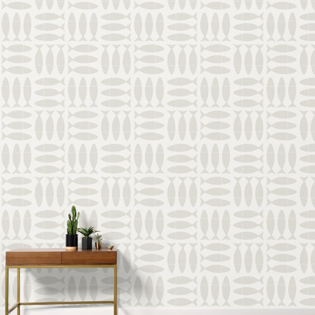 Papier Peint Impression de bloc de poisson - Sardine monochrome (Couloir)