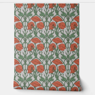 Papier Peint Impression florale Art nouveau coquelicot rouge
