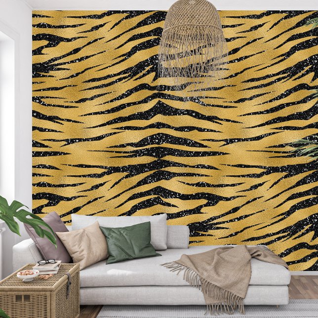 Papier Peint Imprimé Royal French Sparkle noir et doré tigger (Royal French Sparkle black and golden tigger print Wallpaper)