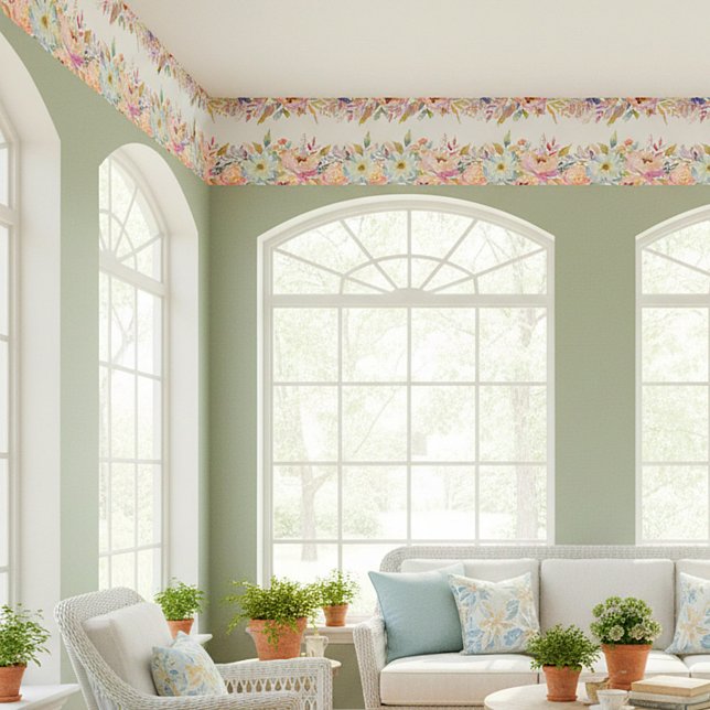 Papier Peint Imprimés de bordure florale pastel (Créateur téléchargé)