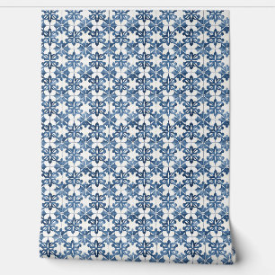 Papier Peint Indigo Floral Medley Mini - Bleu et crème