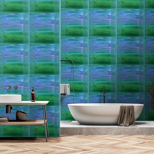 Papier Peint Indigo riche, vert profond et améthyste (Salle de bain)