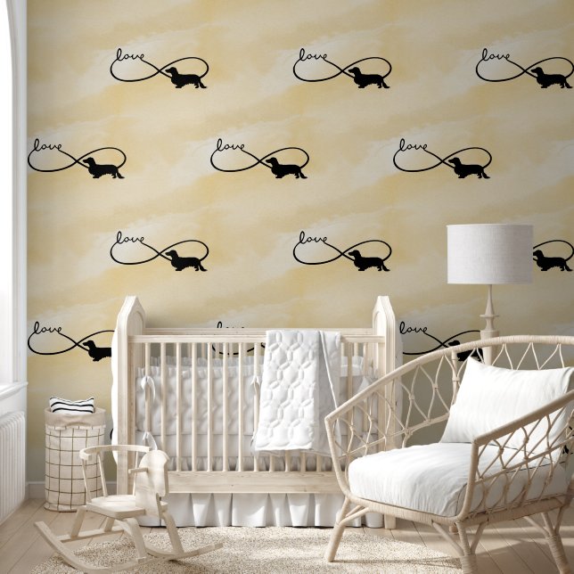 Papier Peint Infinity Love Lemniscate Longue Cheveux Dachshund  (Enfants)