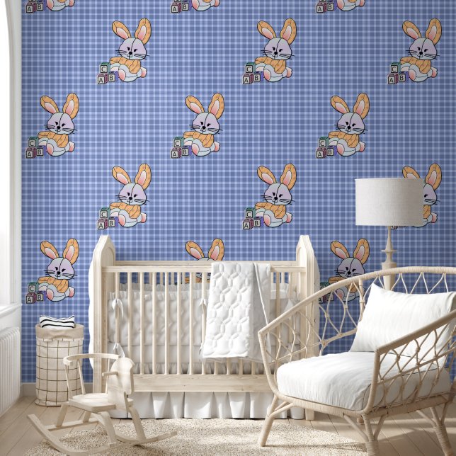 Papier Peint Infirmière personnalisée Plaid Bleu - Lapin (Enfants)