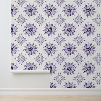 Papier peint Inky Floral | Lilac violet blanc