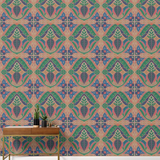 Papier Peint Inspiré du Maroc Vert Pourpre (Couloir)