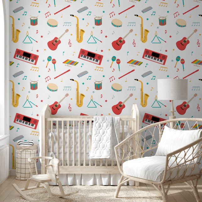 Papier Peint Instruments de musique Thème musical Pattern (Enfants)