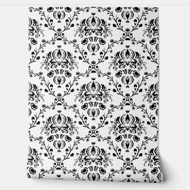 Papier Peint Ivory and Black Damask (Déroulement)