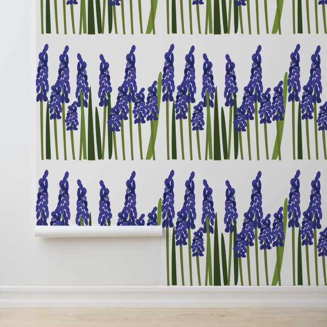 Papier Peint Jacinthe des vignes Fleur Florale Bleu Violet (Application)