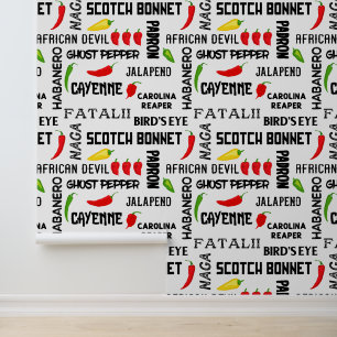 Papier Peint Jamaïcain Restaurant Motif piment épicé