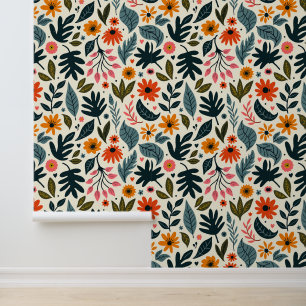 Papier Peint Jardin botanique moderne Motif - Orange tendance