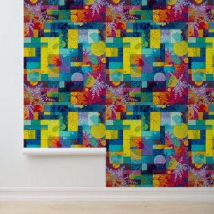 Papier Peint Jardin de fleurs cosmiques : mosaïque Abstraite de