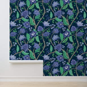 Papier Peint Jardin de moghole bleu et vert Motif floral