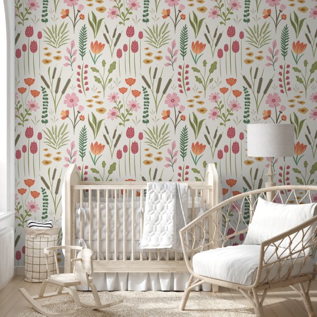 Papier Peint Jardin de prairie botanique serene (Enfants)