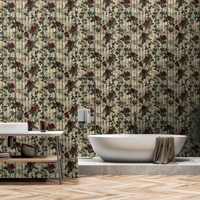 Papier Peint Jardin des Roses d'Escalades victoriens (Salle de bain)