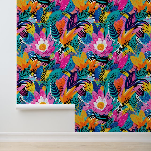 Papier Peint Jardin enchanteur avec fleur rose (Application)