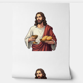 Papier Peint Jesus Bread Wine Vintage Engraving Tee 2