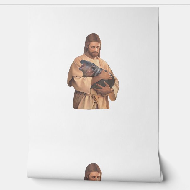 Papier Peint Jésus tenant Moo Deng Débardeur (Déroulement)