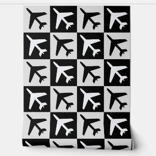 Papier Peint Jets d'aviation blanc noir géométrique