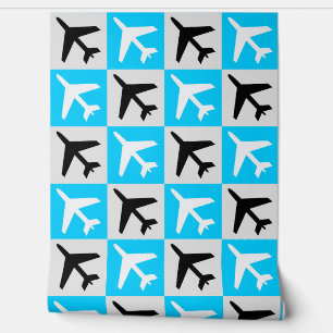 Papier Peint Jets volants géométriques Blue Aviation Avion