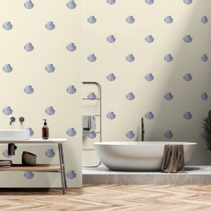 Papier Peint Jeu bleu marine Vintage moderne sur crème Beige
