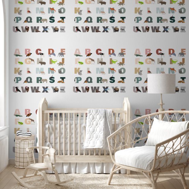 Papier Peint Joli Alphabet ABC Animaux Nursery Classe (Enfants)