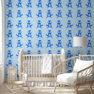 Papier Peint Joli bébé renard bleu garçon