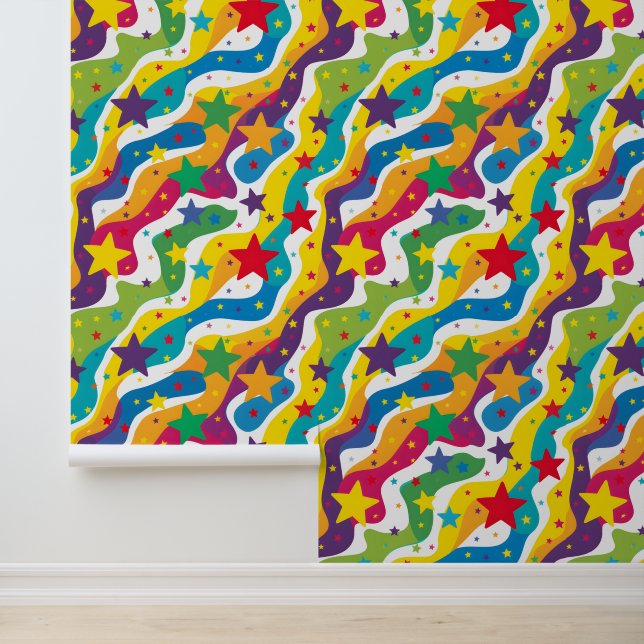 Papier Peint Joli carrelé abstrait motif arc-en-ciel (Application)