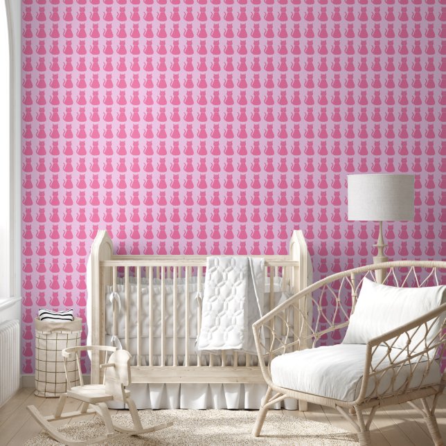Papier Peint Joli Chat de fille rose Bébé Motif (Enfants)