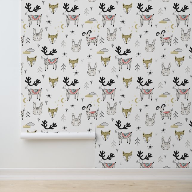 Papier Peint Joli Motif animal de bois (Application)