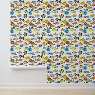 Papier Peint Joli motif carrelé pour les amateurs de poissons d