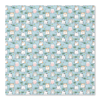 Papier Peint Joli motif de chaton kawaii bleu azur