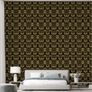 Papier Peint Joli noir or art Déco carrelé motif