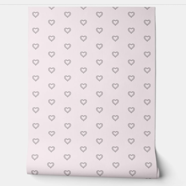 Papier Peint Joli Pastel Pink Love Hearts Motif Abstrait (Déroulement)