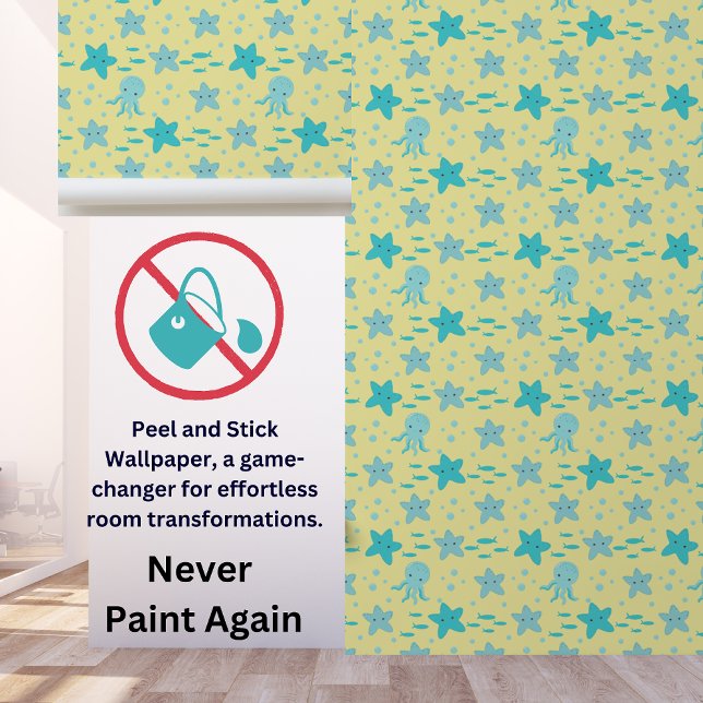 Papier Peint Joli Teal bleu Jaune Enfants Nautique Écorde (Créateur téléchargé)