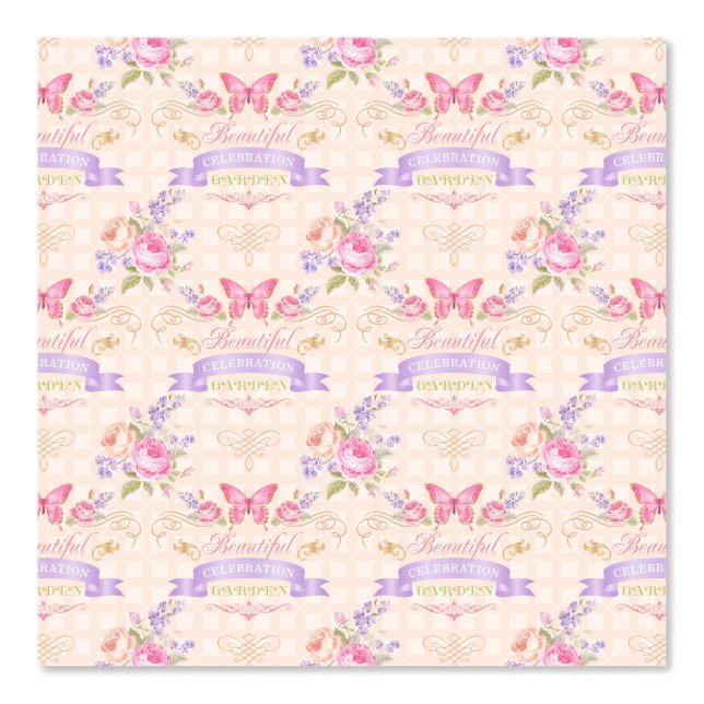 Papier Peint Jolie Nursery pour Bébé Fille en Rose (Recto)