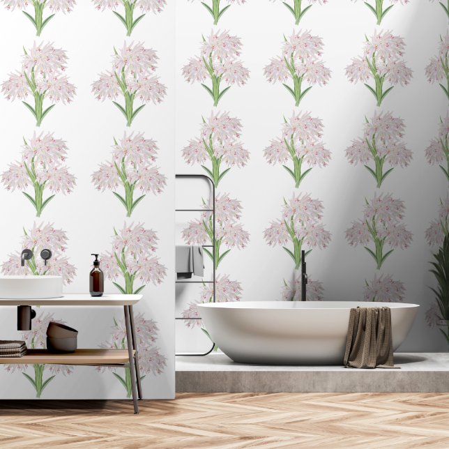 Papier Peint Jolie orchidée rose Fleur Texturé Floral  (Salle de bain)