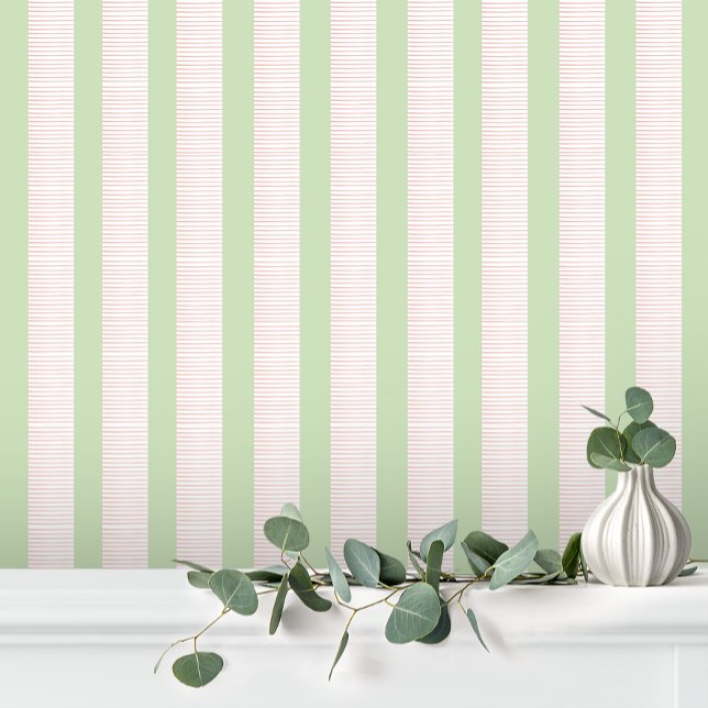 Papier Peint Jolie rayure rose vert pastel féminin (Créateur téléchargé)