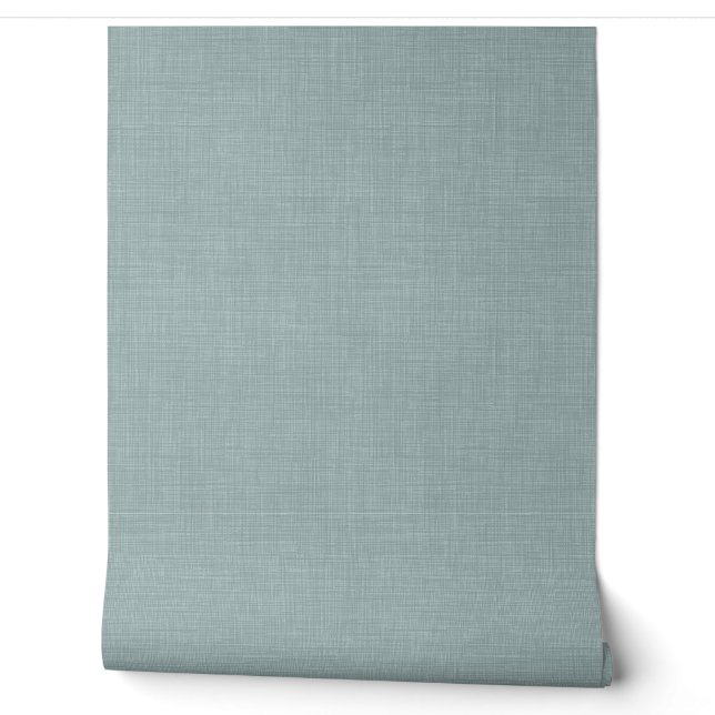 Papier Peint Jolie texture bleu sarcelle poussiéreux aspect lin (Déroulement)