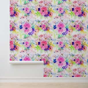 Papier Peint Jolies Fleurs Boho Floral Aquarelle Design