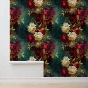 Papier Peint Jolies fleurs rouges blanches