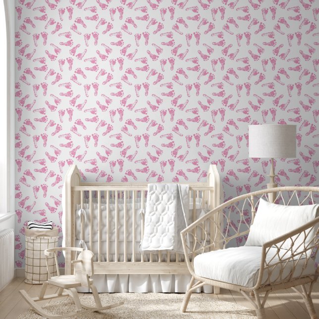 Papier Peint Jolis Petits Pieds de Bébé Roses (Enfants)