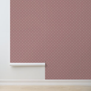 Papier Peint Jolis points blancs ivoire sur fond rose terracott