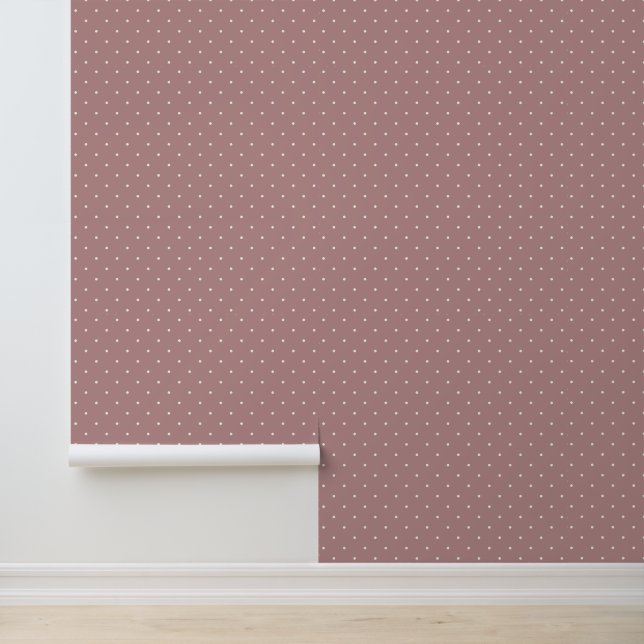 Papier Peint Jolis points blancs ivoire sur fond rose terracott (Application)