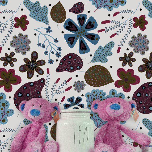 Papier Peint Jouer Boho Folk Art Flore foncé et Feuilles (Créateur téléchargé)