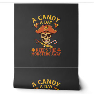 Papier Peint Jour de bonbons Halloween Pirate Crâne Canne
